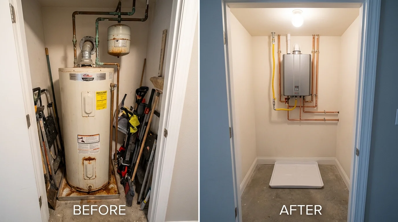 Tank water heater versus wall-mounted tankless unit comparison for Lemmon, SD homeowners
