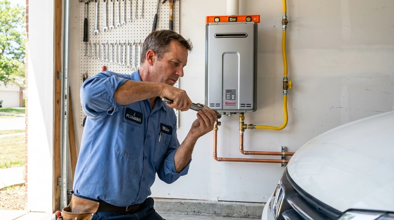Tankless water heater installation by a Johns Plumbing LLC plumber in Lemmon